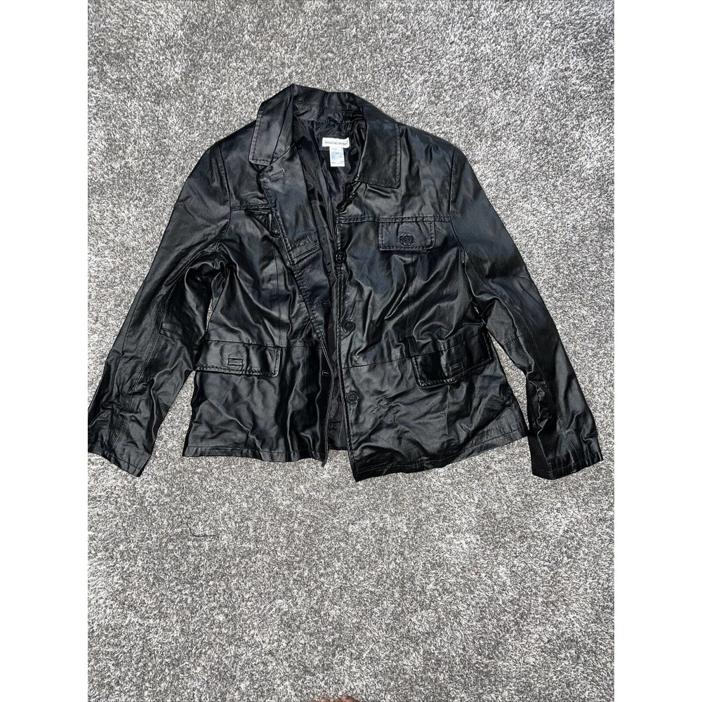 jessica london black leather coat Size 14